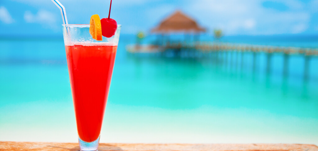 Red drink at a beach resort - all inclusive holidays